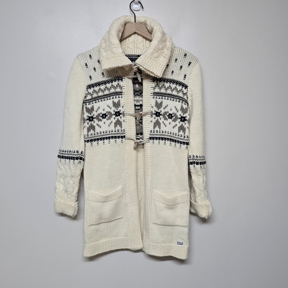 Womens Dale of Norway Buckle Wool Knit Cardigan‎ Long Sweater Size S Nordic - Picture 1 of 9
